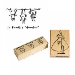 Tampon bois Famille doudou